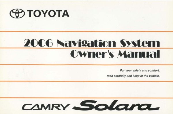 2006 Toyota Camry Solara Owner's Manual