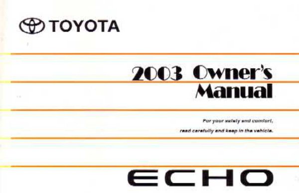 2003 Toyota Echo Owner's Manual