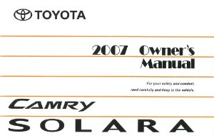 2007 Toyota Camry Solara Owner's Manual