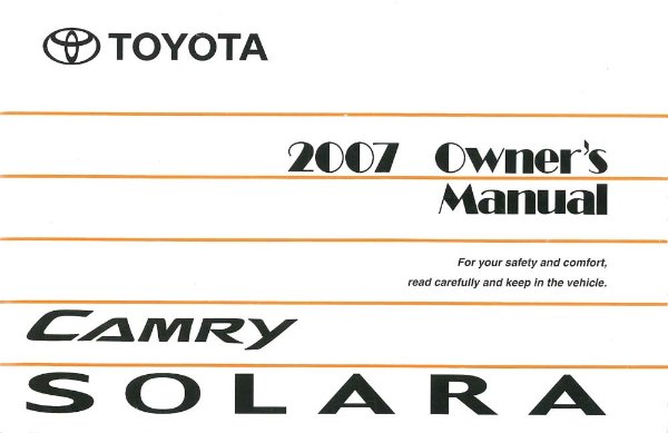 2007 Toyota Camry Solara Owner's Manual