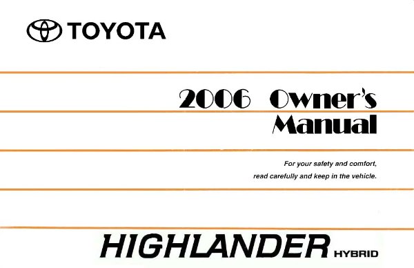 2006 Toyota HIGHLANDER HYBRID Owner's Manual