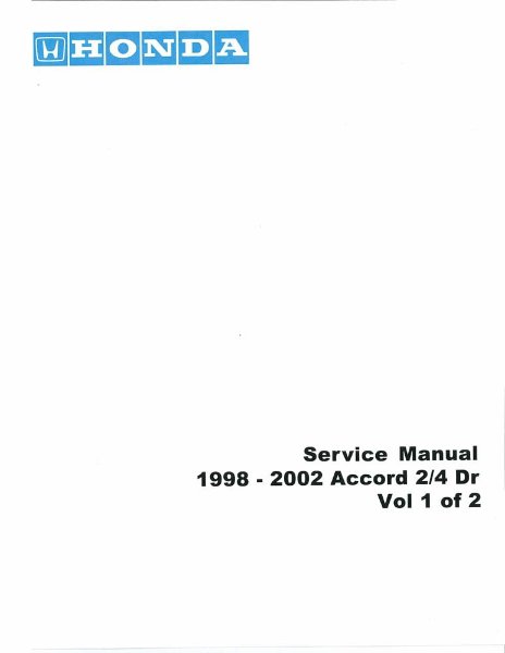 1998–2002 Honda Accord Factory Shop Service Manual