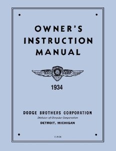 1934 Dodge Deluxe, Truck Owner's Manual