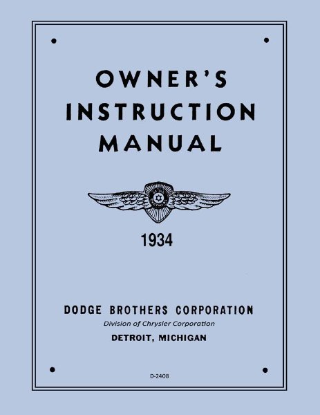 1934 Dodge Deluxe, Truck Owner's Manual