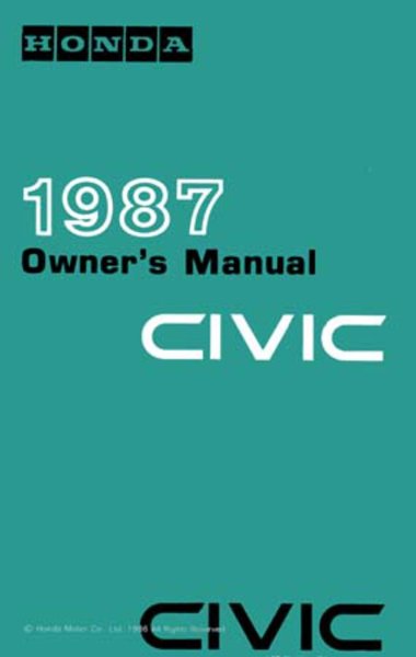 1987 Honda Civic Owner's Manual
