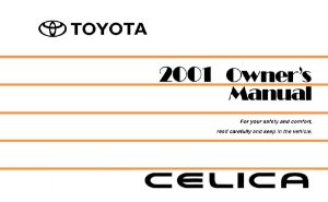 2001 Toyota CELICA Owner's Manual