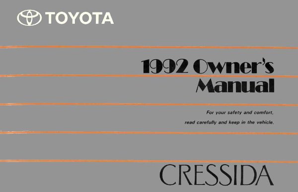 1992 Toyota Cressida Owner's Manual