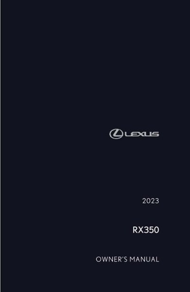 2023 Lexus RX 350 Owner's Manual