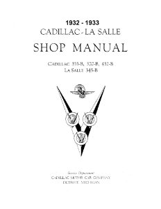 1933 Cadillac 355 C, 370 C, 452 C Factory Shop Service Manual