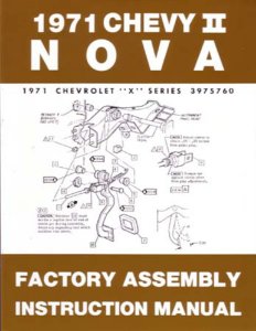 1971 Chevrolet Nova Assembly Manual Book Rebuild Instructions Illustrations