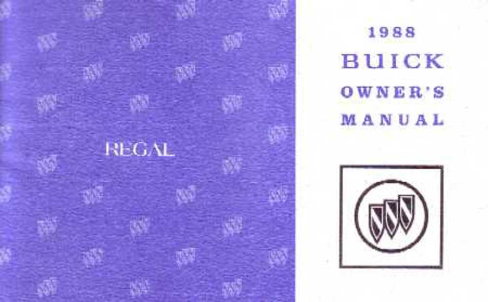 1988 Buick Regal Owners Manual User Guide
