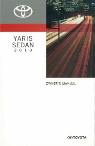 2010 Toyota Yaris Sedan Owner's Manual