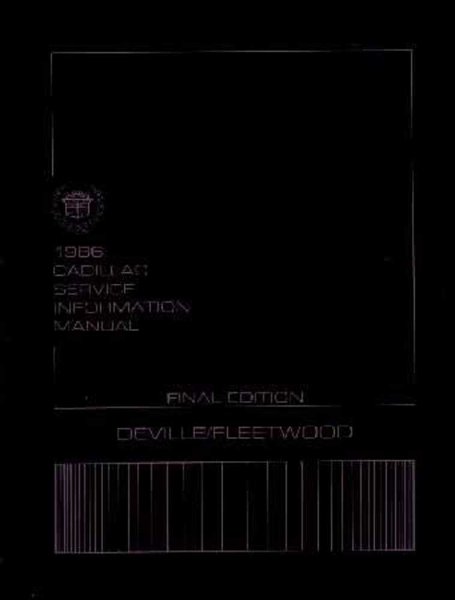 1986 Cadillac Deville, Fleetwood Factory Shop Service Manual