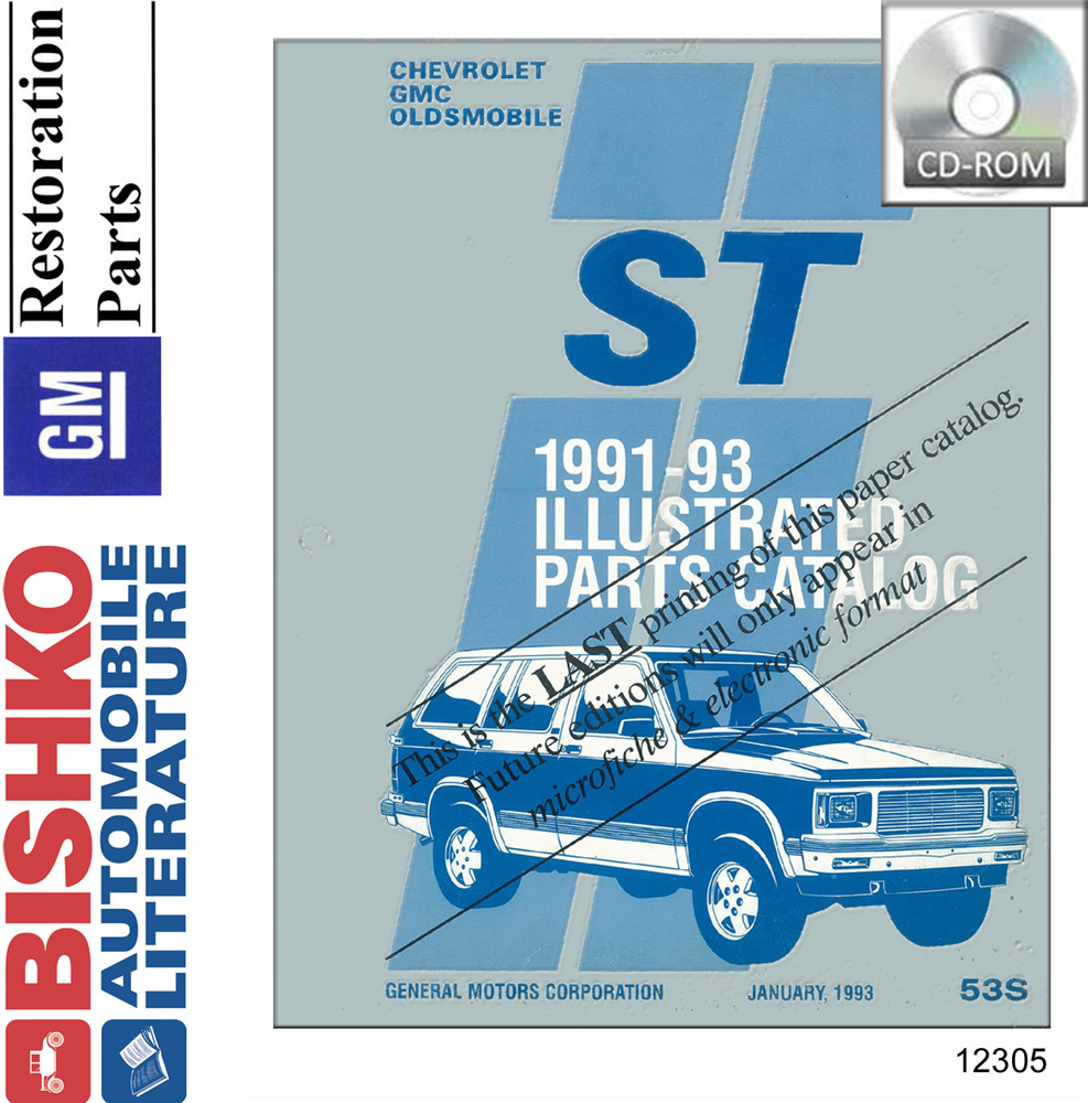 1991 1992 1993 Chevrolet S-T Series Truck Part Numbers Book PDF List Interchange