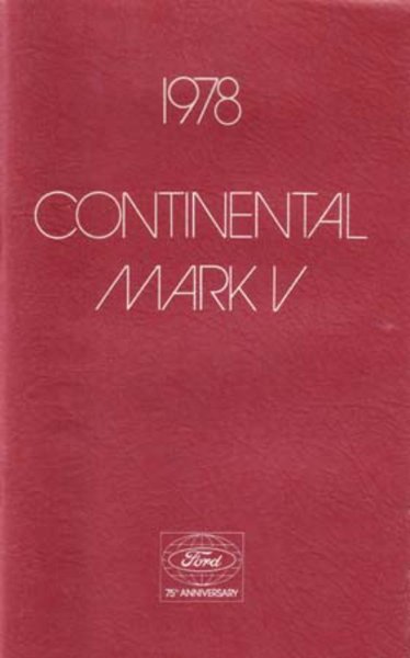 1978 Lincoln Mark V Owner's Manual