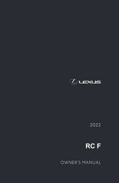 2022 Lexus RC F Owner's Manual