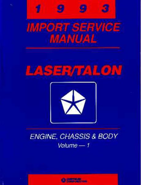 1993 Plymouth Talon, Laser Factory Shop Service Manual