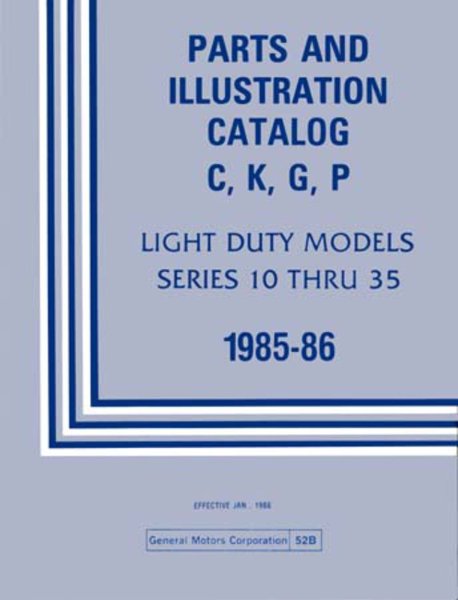 1985–1986 Chevrolet CK 10-30 G, P SERIES Parts Book