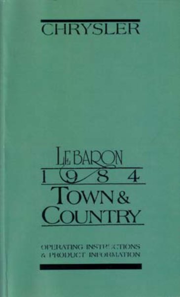 1984 Chrysler Lebaron, Town & Country Owner's Manual