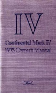 1975 Lincoln Mark IV Owner's Manual