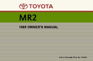 1985 Toyota MR2 Owner's Manual