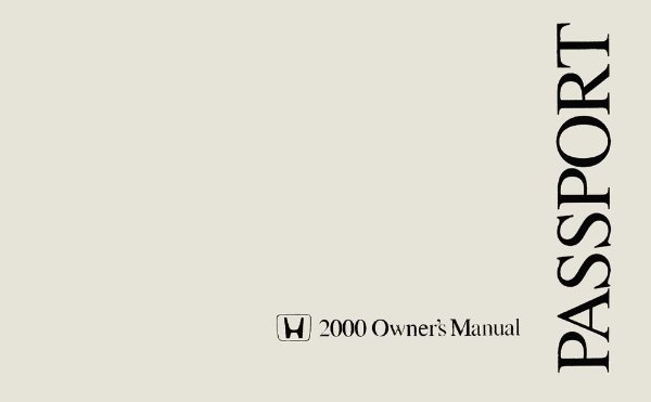 2000 Honda Passport Owner's Manual