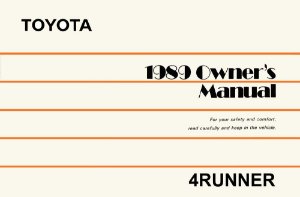1989 Toyota 4Runner Owner's Manual