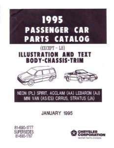 1995 MoPar CHRYSLER, DODGE, PLYMOUTH - NO LH Parts Book