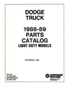 1988–1989 Dodge Truck LIGHT DUTY Parts Book