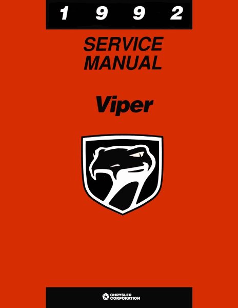 1992 Dodge Viper Factory Shop Service Manual