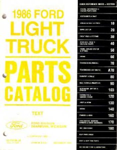 1986 Ford Truck F-150, F-250, F-350 Parts Book