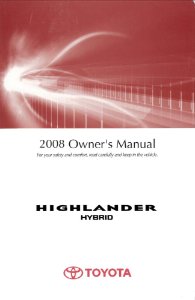 2008 Toyota HIGHLANDER HYBRID Owner's Manual