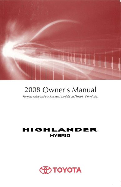 2008 Toyota HIGHLANDER HYBRID Owner's Manual