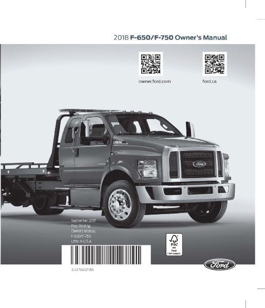 2018 Ford F-650, F-750 F-SUPER DUTY Owner's Manual