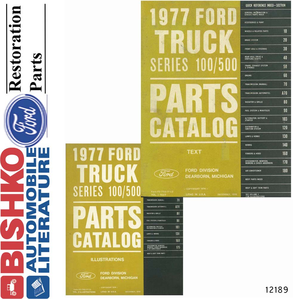 1977 FORD TRUCK 100-500 SERIES Body & Chassis, Text & Illustration Parts Book