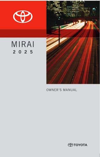 2025 Toyota Mirai Owner's Manual
