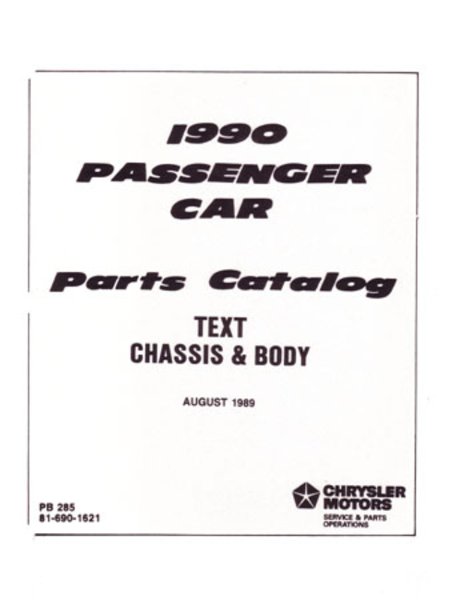 1990 Chrysler ALL MODELS MASERATI Parts Book