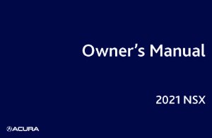 2021 Acura NSX Owner's Manual