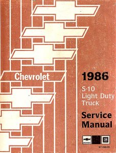 1986 Chevrolet Truck S-10 Blazer & Pickup Factory Shop Service Manual