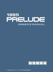 1985 Honda Prelude Owner's Manual