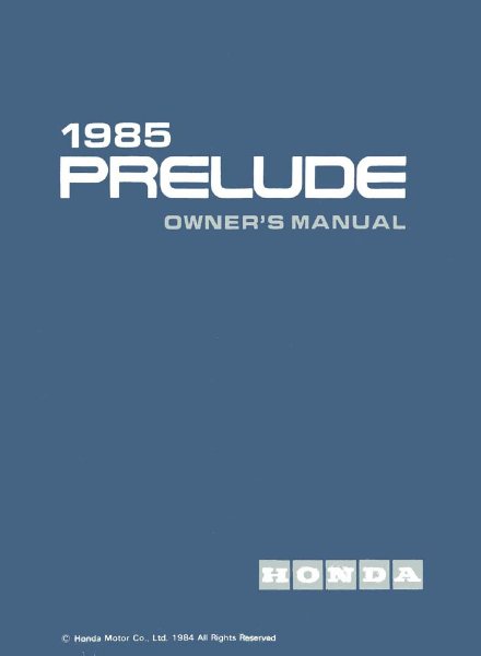 1985 Honda Prelude Owner's Manual