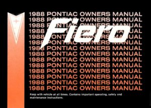 1988 Pontiac Fiero Owner's Manual