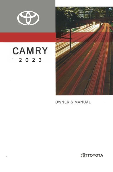 2023 Toyota CAMRY Owner's Manual