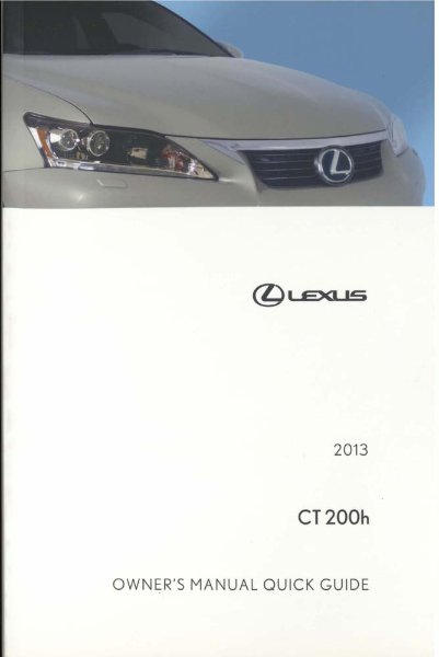 2013 Lexus CT 200h Owner's Manual