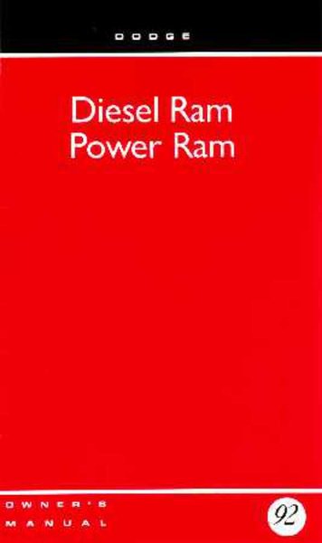 1992 Dodge Ram Diesel Truck Owner's Manual