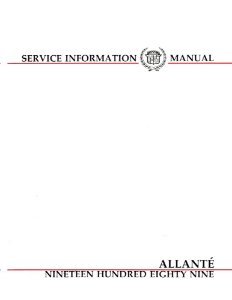 1989 Cadillac Allante Factory Shop Service Manual