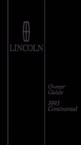 1993 Lincoln Continental Owner's Manual