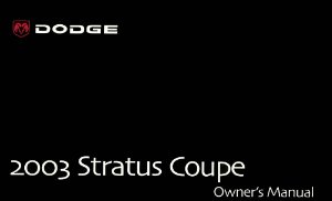 2003 Dodge Stratus Owner's Manual