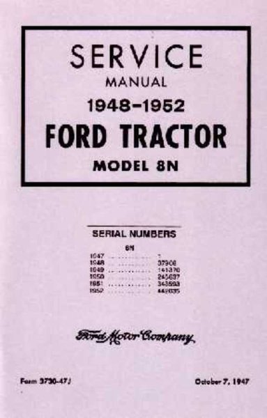 1948 1949 1950 1951 1952 Ford 8N Tractor Shop Service Repair Manual Book Engine
