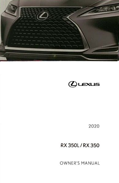2020 Lexus RX 350, 350L Owner's Manual